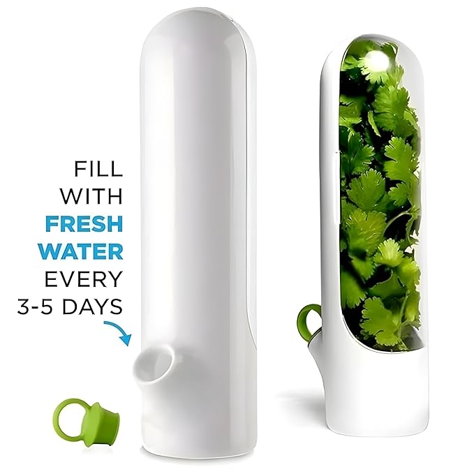 Fresh Herb Saver Pods – Fresh Herb Keeper for Refrigerator | BPA-Free Transparent Storage for Mint,spinach,Basil,Parsley,Coriander,Green Garlic & More | Keeps Herbs Fresh Longer (6Wx25H cms)