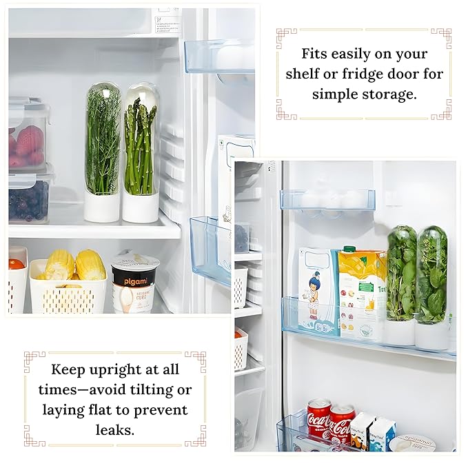 Fresh Herb Saver Pods – Fresh Herb Keeper for Refrigerator | BPA-Free Transparent Storage for Mint,spinach,Basil,Parsley,Coriander,Green Garlic & More | Keeps Herbs Fresh Longer (6Wx25H cms)